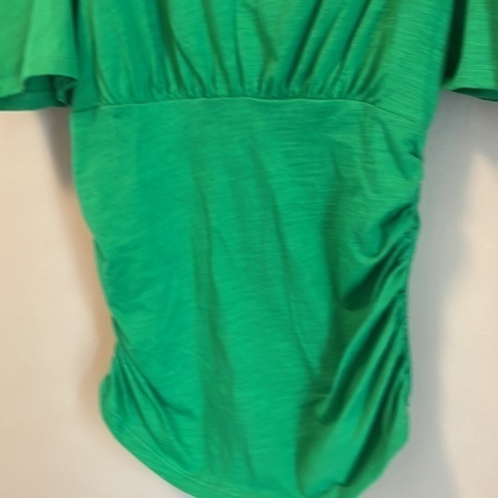 INC Green V Neck Ruched Top - Picture 3 of 10